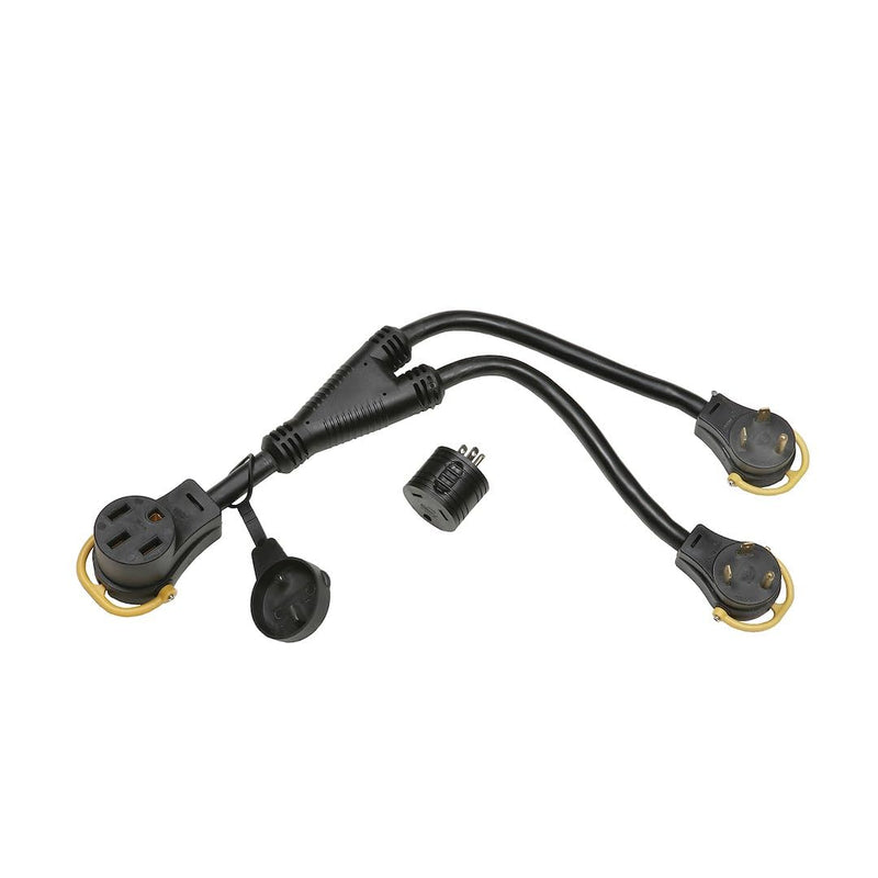Multi-Max Generator Y-Adapter Cord Arcon 17341 50 Amp 14-50P Male to Dual 30 Amp L5-30R Twist Lock Female, 17 Inch Legs with 30A-to-20A Adapter, Waterproof, Easy-Grip Handles