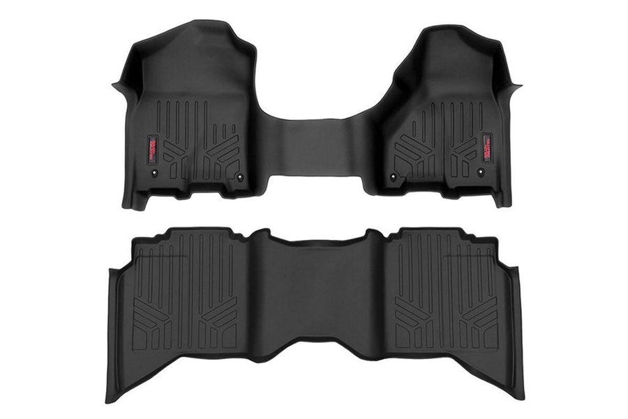 Rough Country Floor Mats All Weather Set for Dodge Ram 1500 Crew/Mega-Cab (2012-2018) - Custom Fit Floor Armor, Waterproof, Easy Clean