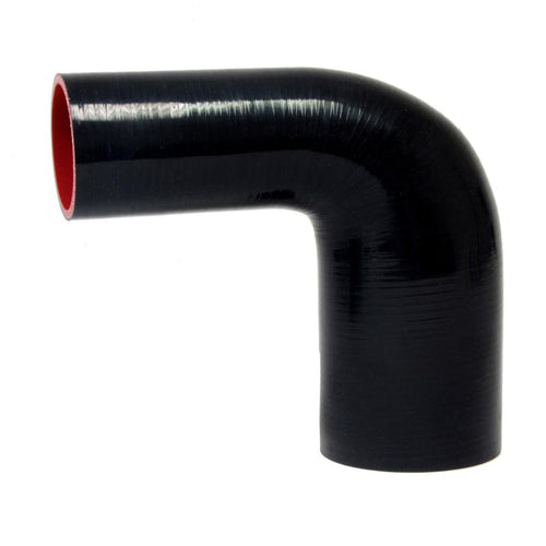 High Temperature HPS HTSER90-400-425-BLK 4-Ply Reinforced Silicone 90 Degree Elbow Reducer Hose, 30 psi Maximum Pressure, 12" Length, 4" > 4-1/4" ID, Black