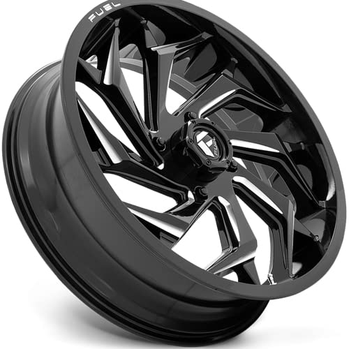 D753 Fuel Reaction ATV UTV Wheel 22x7 4x156 Gloss Black Milled 0mm - FREE T-SHIRT INCLUDED!