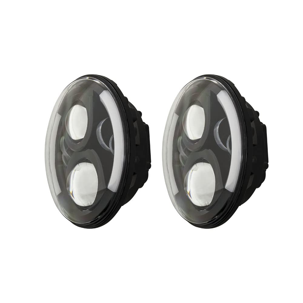 Jeep Metra - Headlight with Partial Halo - 7" Light - Black, LED Headlight Replacements (JP-703B)