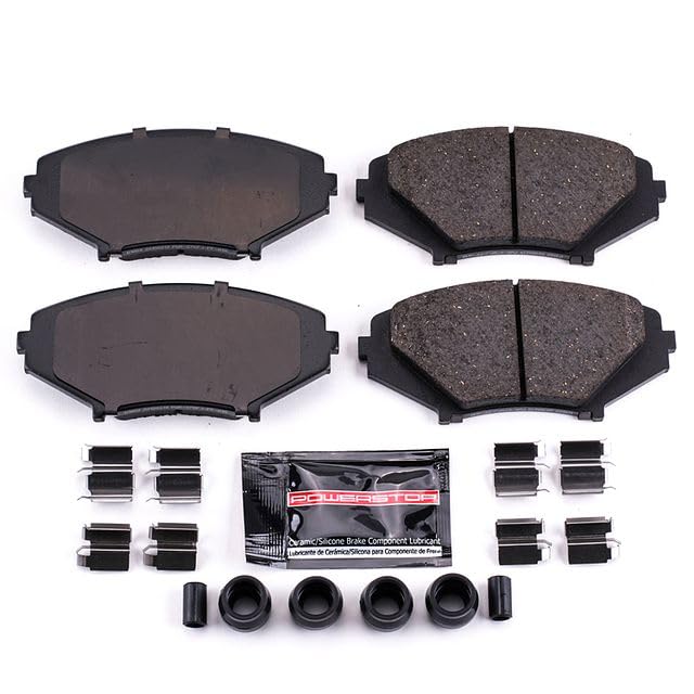 Power Stop Z23-1009 Z23 Evolution Sport Carbon Fiber Infused Ceramic Brake Pads with Hardware For Mazda RX - 8 2004-2011 [Vehicle Specific]