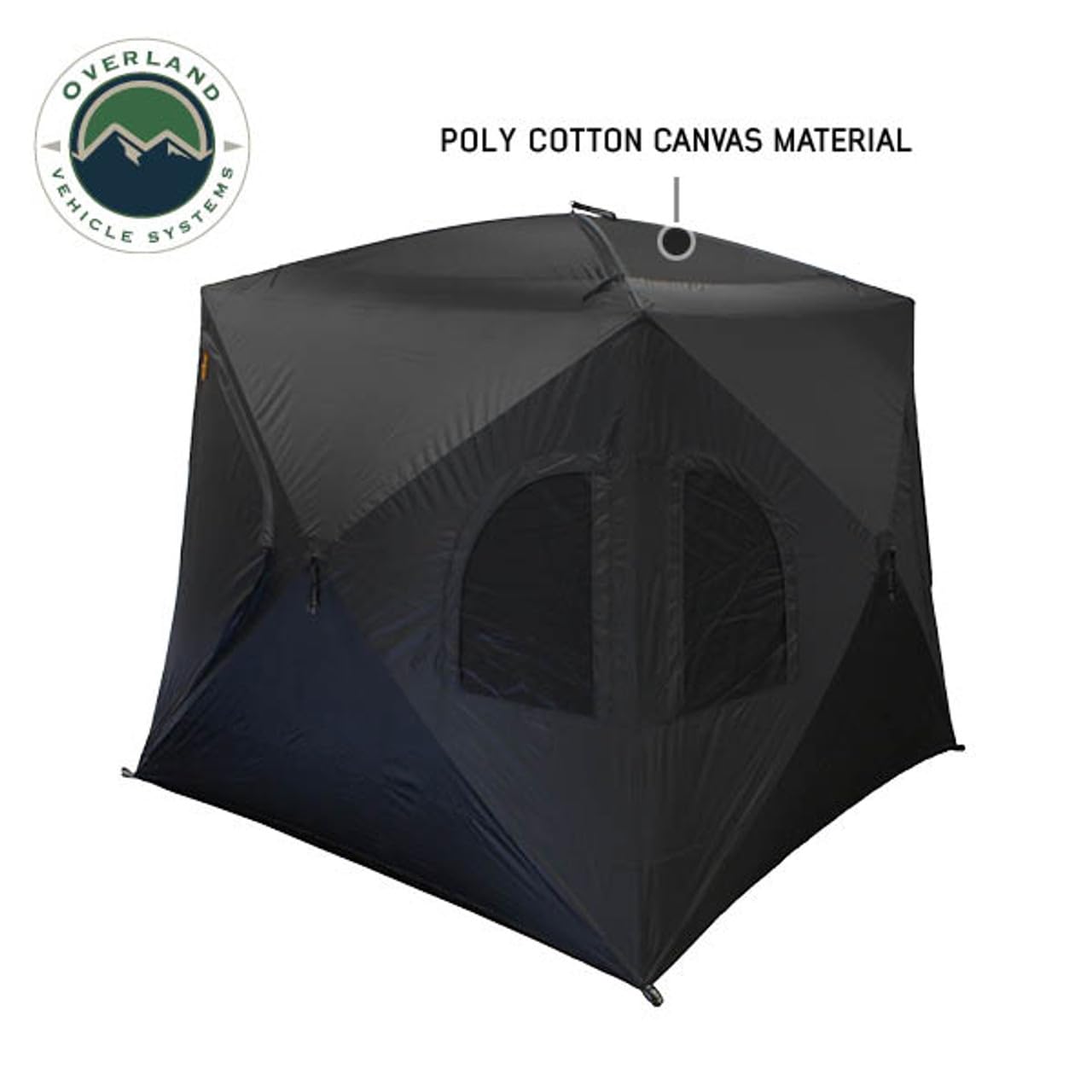 Overland Vehicle Systems Ground Tent Hub Centric - Black Body & Grey Rainfly - 420D Polyester Oxford