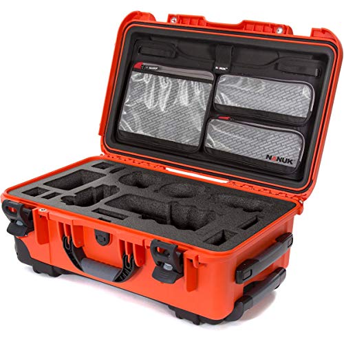 Waterproof Nanuk 935 Carry-On Hard Case with Lid Organizer for Sony a7R Size Camera w/Wheels - Orange
