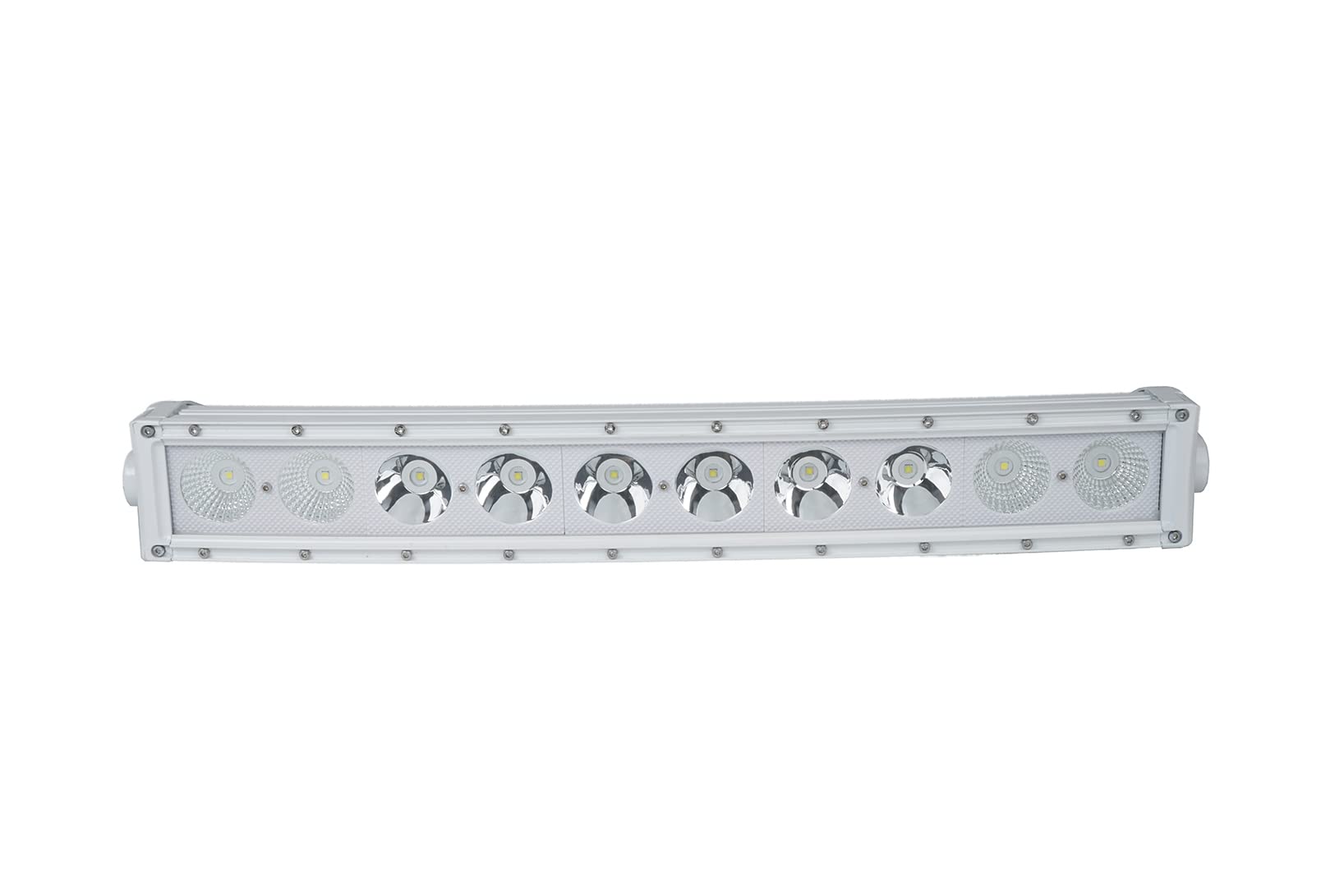 Race Sport Lighting 22.5inch MS100WCWA Single Row Marine Grade Wrap Around White Shell Light Bar with 100-Watt 10 x 10W High Intensity OSRAM LEDs