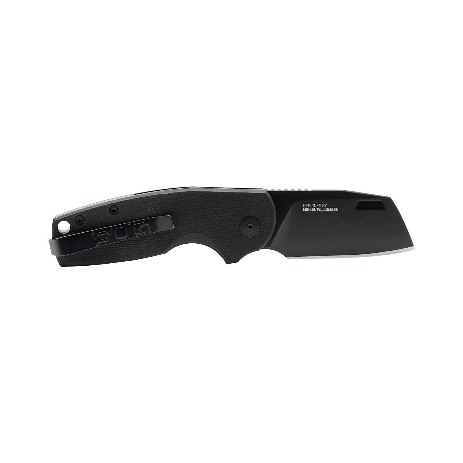 SOG Stout SJ Cleaver Pocket Daily Ambidextrous Folding Knife with Slip Joint Mechanism | G10 Handle | CRYO D2 Steel Blade, Blackout