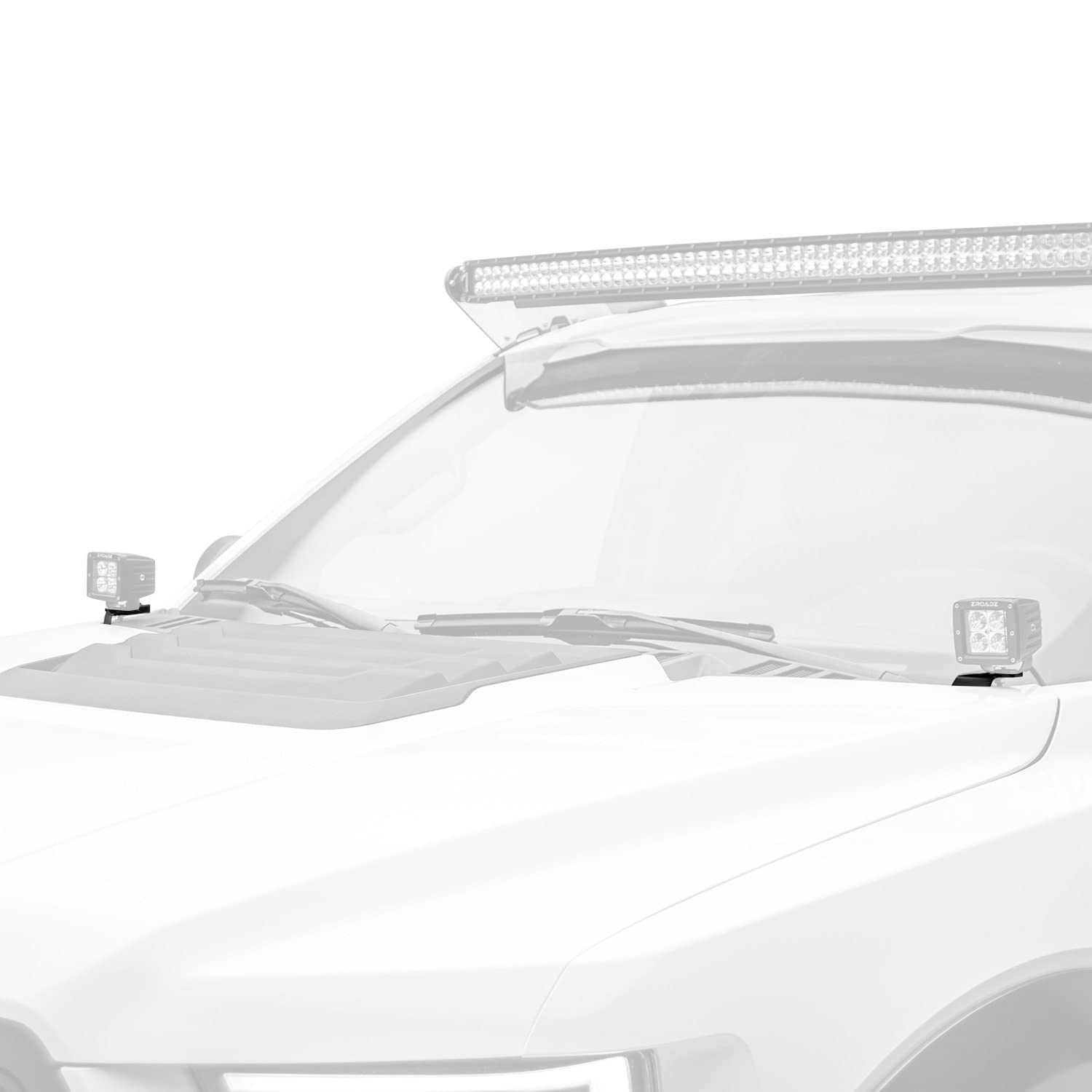 ZROADZ LED Mounting Bracket Ditch Hood Hinge - Compatible with Ford 2018-2020 F150 - to Mount (2) 3 Inch LED Pod Lights - Mild Steel Gloss Black - Bolt-On Easy Installation - PN #Z365711