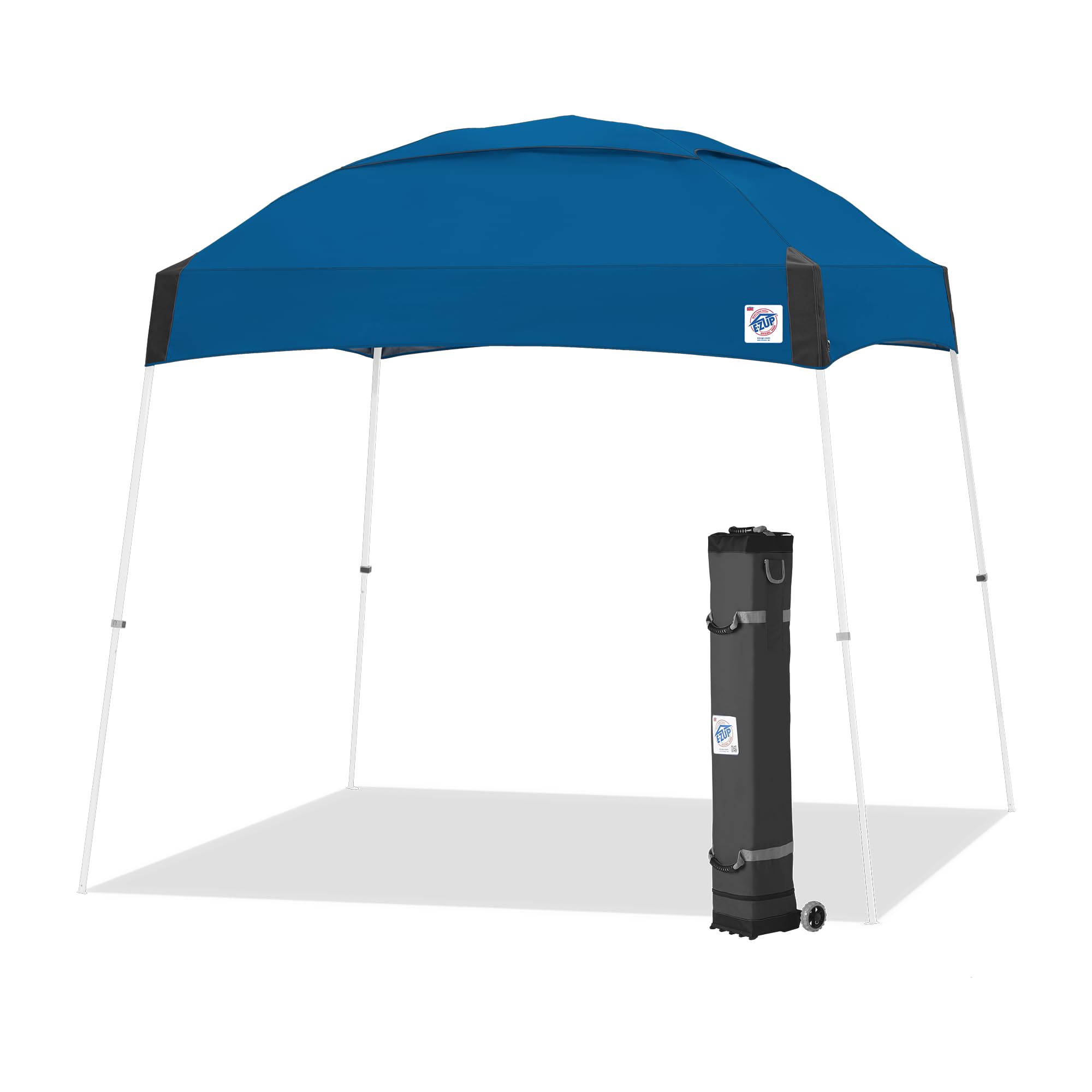 E-Z UP Instant Shelter Dome Canopy, 10' x 10', Vented Top with Wide-Trax Roller Bag & 4 Piece Spike Set, Royal Blue