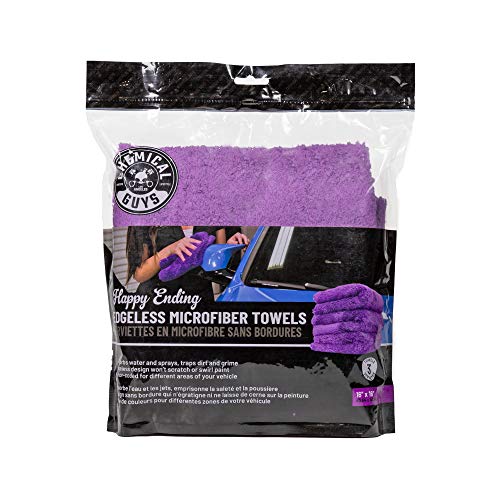 Chemical Guys MIC34803 Ultra Plush Happy Ending Edgeless Microfiber Towel, Purple (16" x 16")