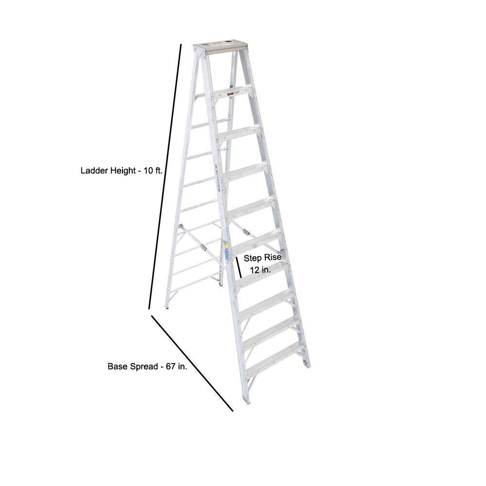 Werner 10-Foot Type IAA Aluminum Stepladder, 375-Pound Duty Rating