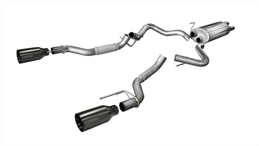 Cat-Back 3.0IN Single 5.0IN Tips (14397) Sport Sound Level | 2017-2020 Ford F-150 EcoBoost Raptor 3.5T Gunmetal PVD