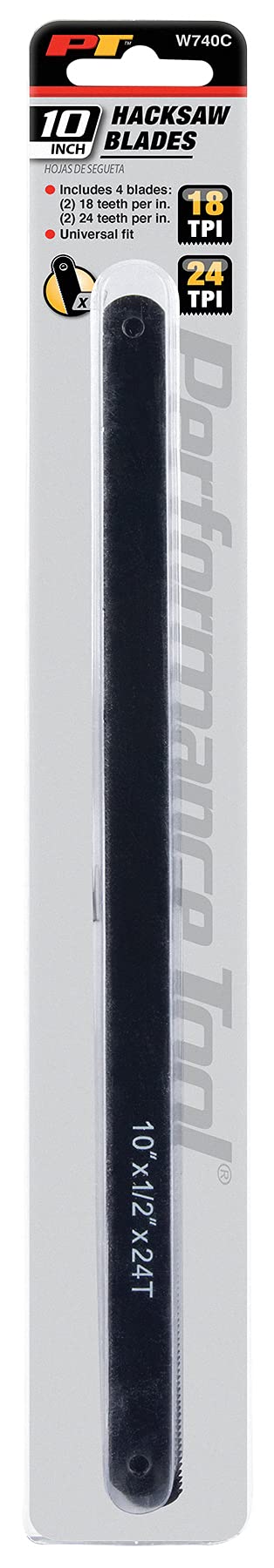 W740C Performance Tool 4-Piece Hacksaw Blade, 10"