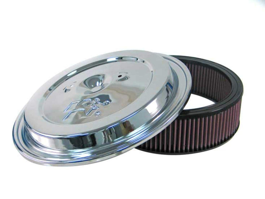 Replacement Air Filter K&N w/Chrome Lid: High Performance, Premium, Washable, Replacement Engine Filter: Filter Height: 4.5 In, Shape: Round, CE-1502