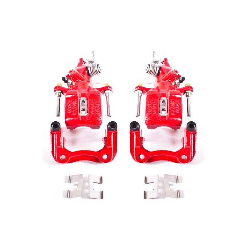 Power Stop S2068 Rear Pair of High-Temp Red Powder Coated Calipers For Acura TSX 2004-2008, Honda Accord 1998-2007 [Model Specific]