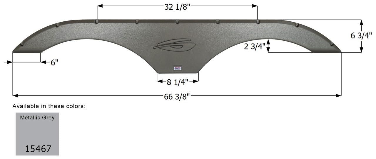Tandem Axle Fender Skirt ICON 15467 FS5467 for Gulf Stream - Metallic Gray