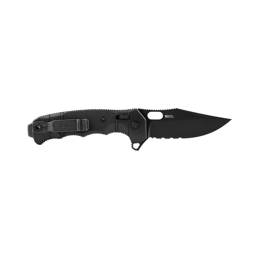 SOG Seal XR Hard-Use Partially Serrated Ambidextrous Pocket Tactical Folding Knife XR Lock CPM-S35VN Steel