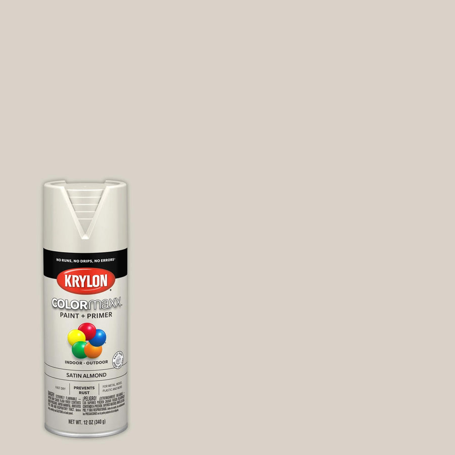 Krylon K05554007 Spray Paint and Primer COLORmaxx for Indoor/Outdoor Use, Satin Almond, 12 Ounce (Pack of 1)