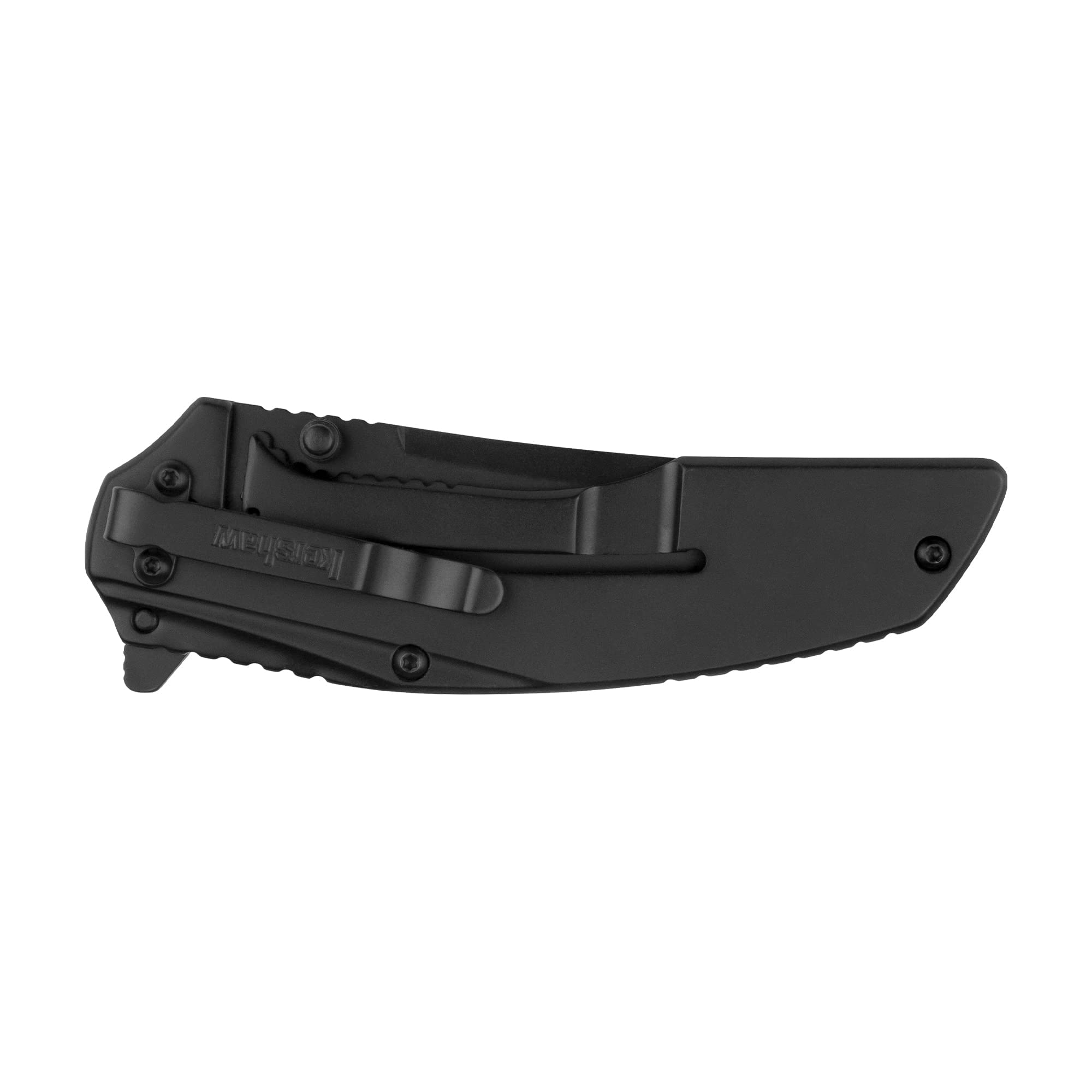 Outright Kershaw Pocket Knife, Black, 3 Inch Stainless Steel Trailing Point Plain Edge Blade, EDC with Assisted Opening, Deep-Carry Pocketclip, Everyday Carry Pocket Knife for Men and Women