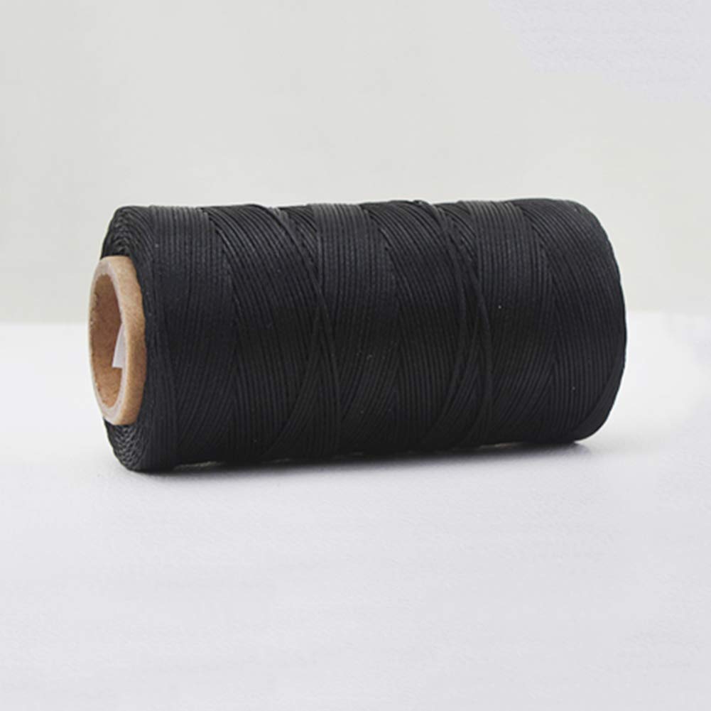 1 Roll JEWELEADER About 280 Yards Flat Waxed Polyester Cord 1mm Leather Sewing Thread Rattail Beading String for Jewelry Making Kumihimo Shamballa Friendship Bracelet Weaving - Black