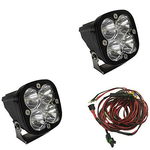 Baja Designs Pro Squadron Black LED Light Pod Pair - 2 PCS LED with Wiring Harness (Work/Scene; Clear)