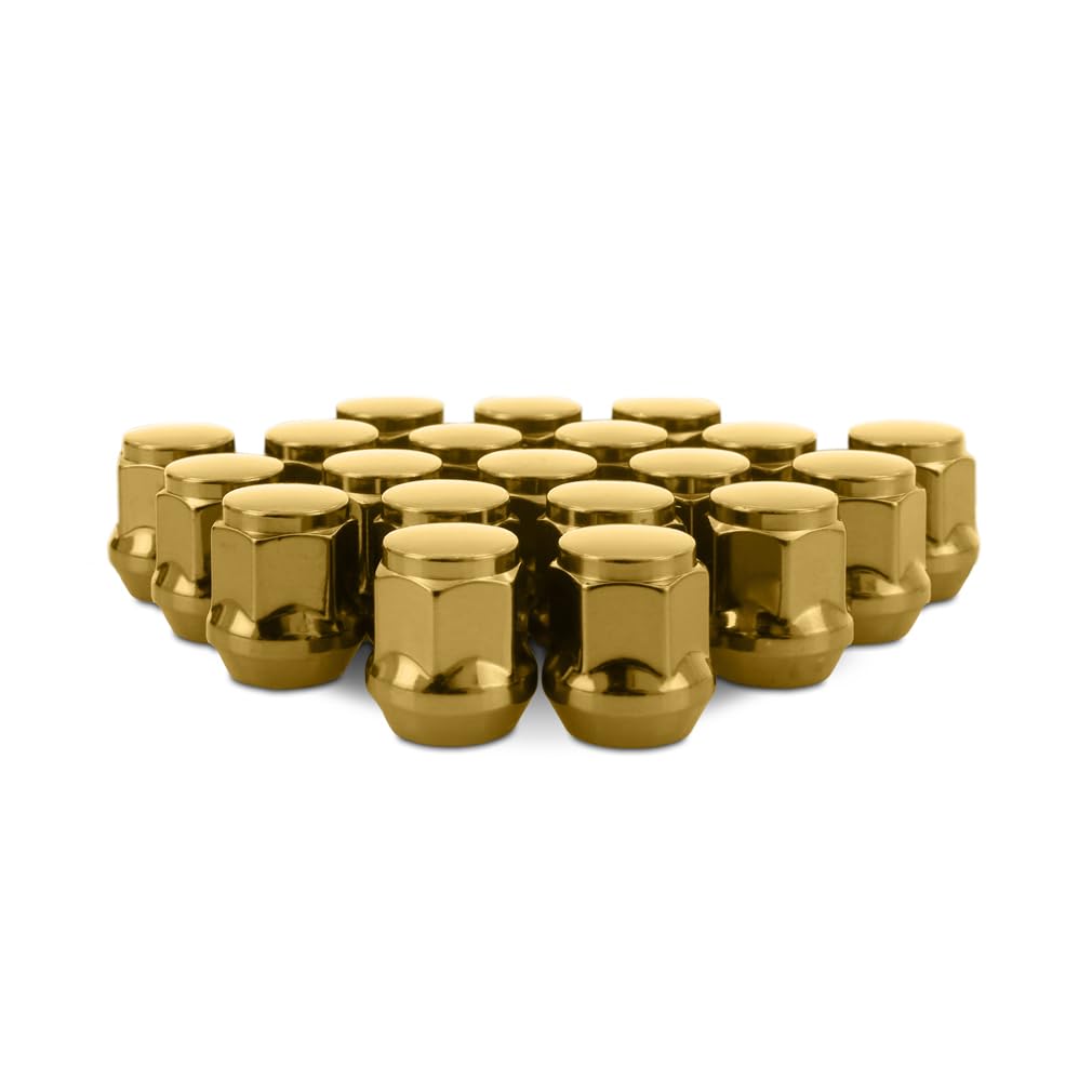 Mishimoto Lug Nuts Steel, M12x1.5, Acorn Seat, 20pc Set, Gold