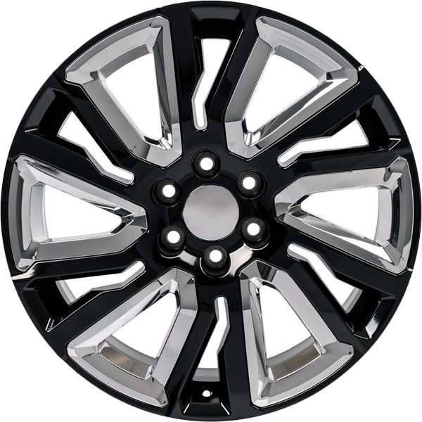 Black Wheel OE Wheels LLC with Chrome Painted CV39-22090-6550-28B-ic (22 x 9. inches /6 x 139 mm, 28 mm Offset)