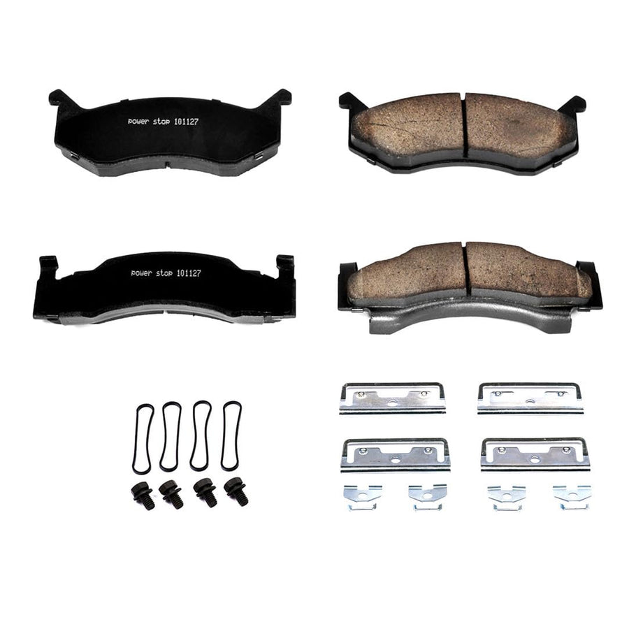 Power Stop Front Brake Kit For Chrysler Imperial 1974-75 |New Yorker 1974-78 |Newport 1974-78 |Town & Country 1974-82 |Dodge B150 1981-94 - Brake Pads Ceramic With Installation Hardware, 17-269