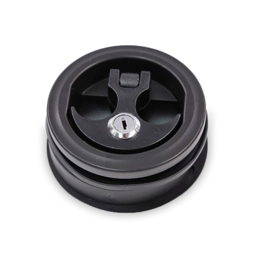 Anchor Handle T-H Marine Locker Latch - Waterproof Boat Compartment Lid Latch - Two-Finger Handle - Fits Aluminum, Fiberglass & Carpeted Lids up to 3/4 Inch - Black Base, Black Handle, Locking