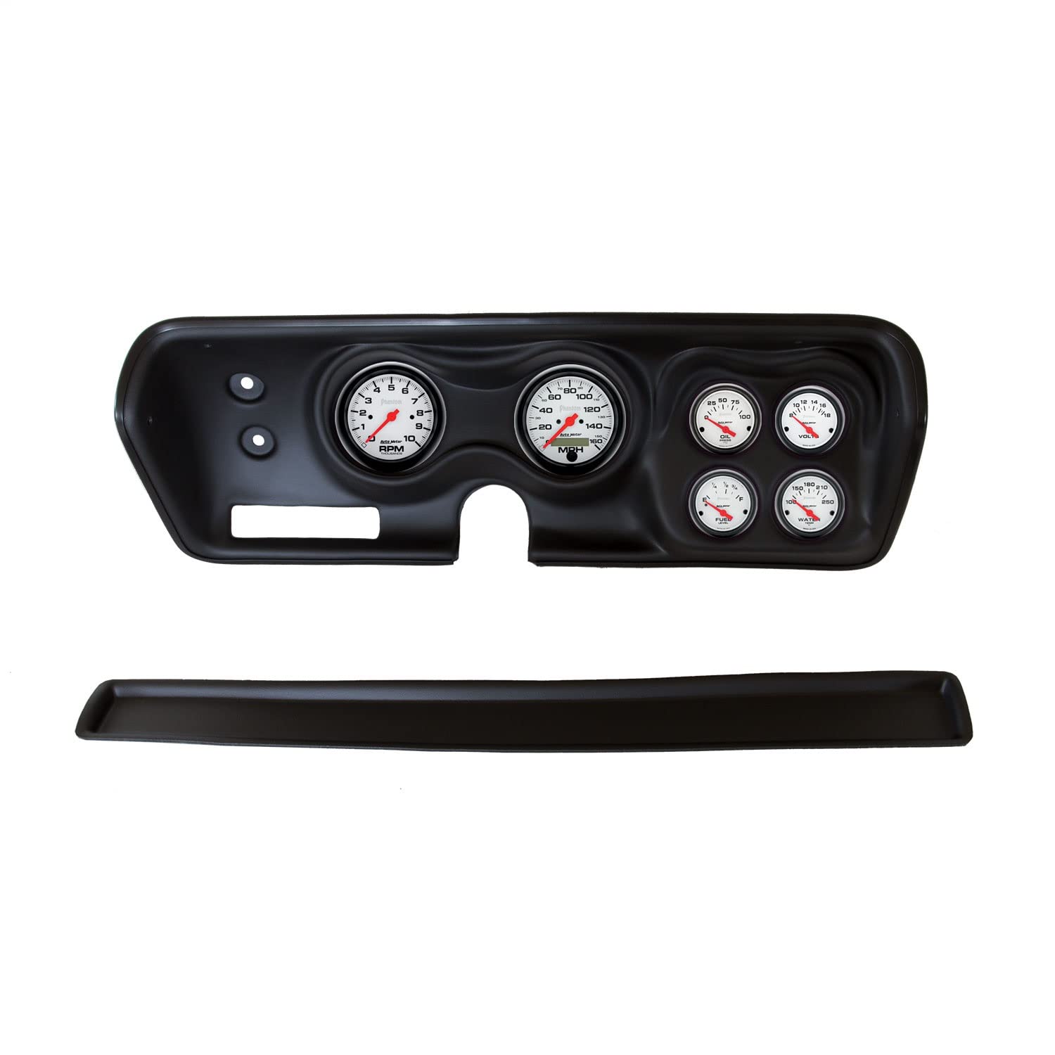AUTO METER Direct Fit Dash Kit 2140-09, Bbody/Chrgr/GTX/Rdrnr/Sat 71-74, RPM/Mph/Fuel/Oilp/Wtmp/Bat, Phantom