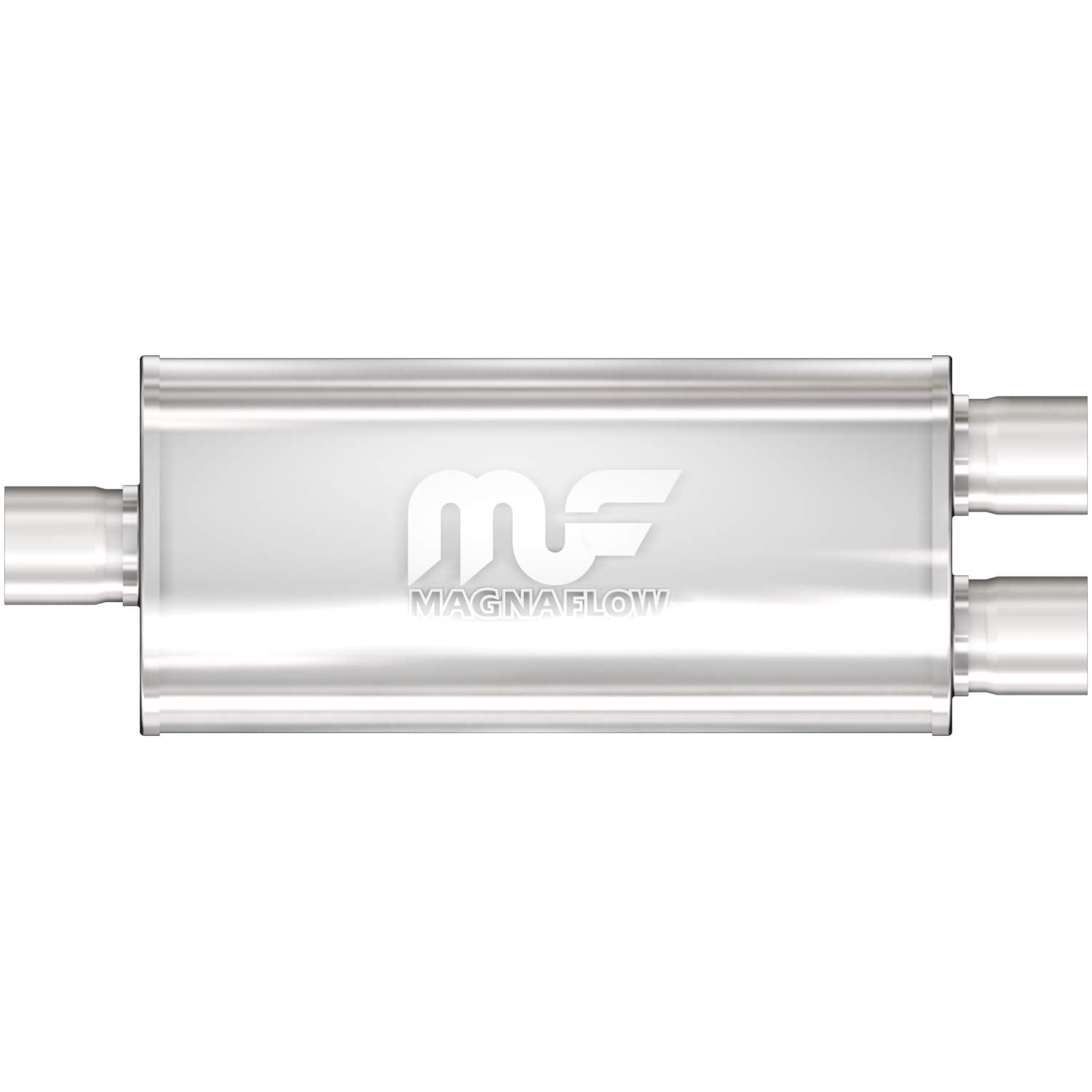Performance MagnaFlow Exhaust Muffler 14221: 3"/2.5" Inlet/Outlet, 5x8x14" Oval, Stainless Steel, Brushed Finish