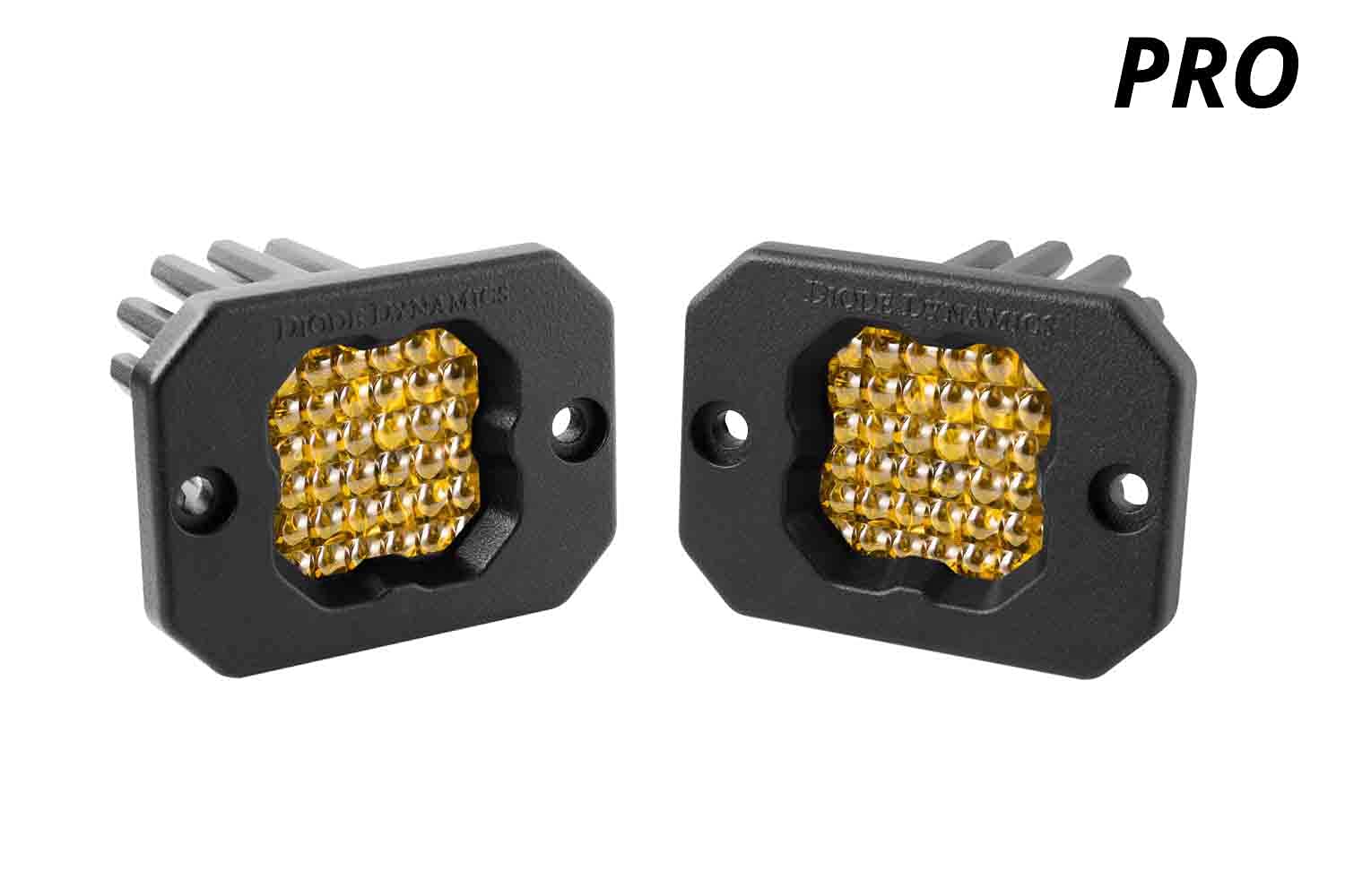 Diode Dynamics SSC1 Yellow Pro Flush Mount LED Pod (pair), Flood w/Amber Backlight
