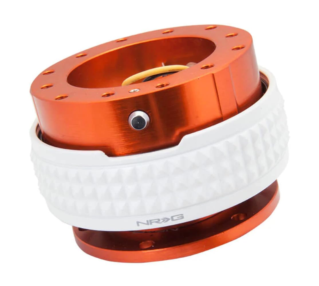 NRG Innovations Gen 2.1 NRG-SRK-210OR-GL Race Steering Wheel Quick Release Kit Adapter Orange Body/Glow in the Dark Pyramid Ring, 6x70 and 6x74mm Bolt Patterns