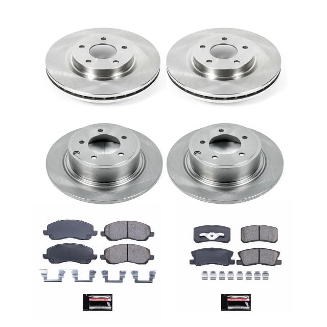 POWERSTOP Autospecialty KOE2848 Front and Rear Replacement Brake Kit Brake Rotors and Ceramic Brake Pads For Sebring 200 | Avenger | Compass Patriot | Lancer Outlander [Application Specific]