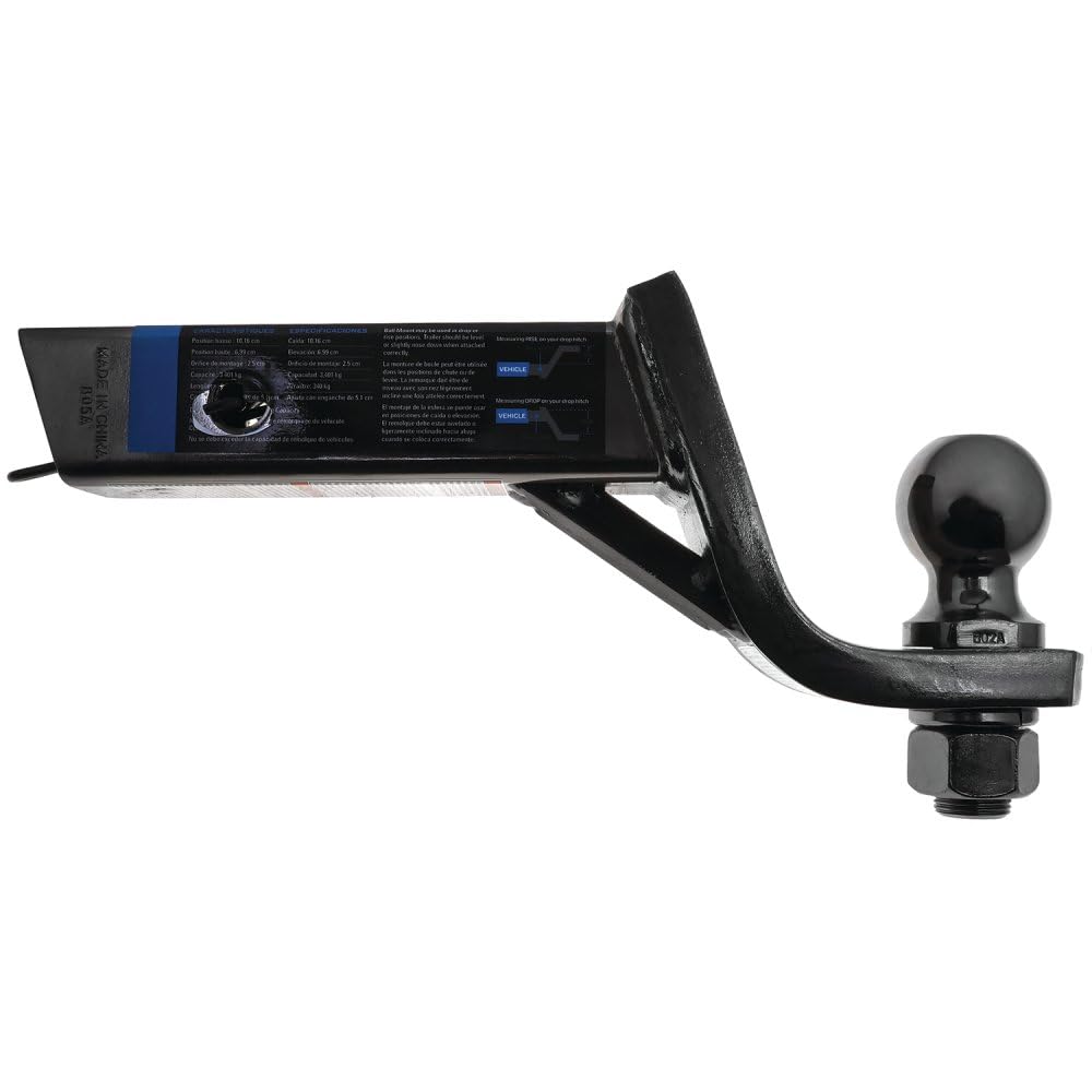 Trailer Hitch Reese 21611 Ball Mount Starter Kit, Fits 2 Inch Square Receiver, 4 Inch Drop, 7,500 lbs. Capacity, Includes 2 Inch Trailer Ball