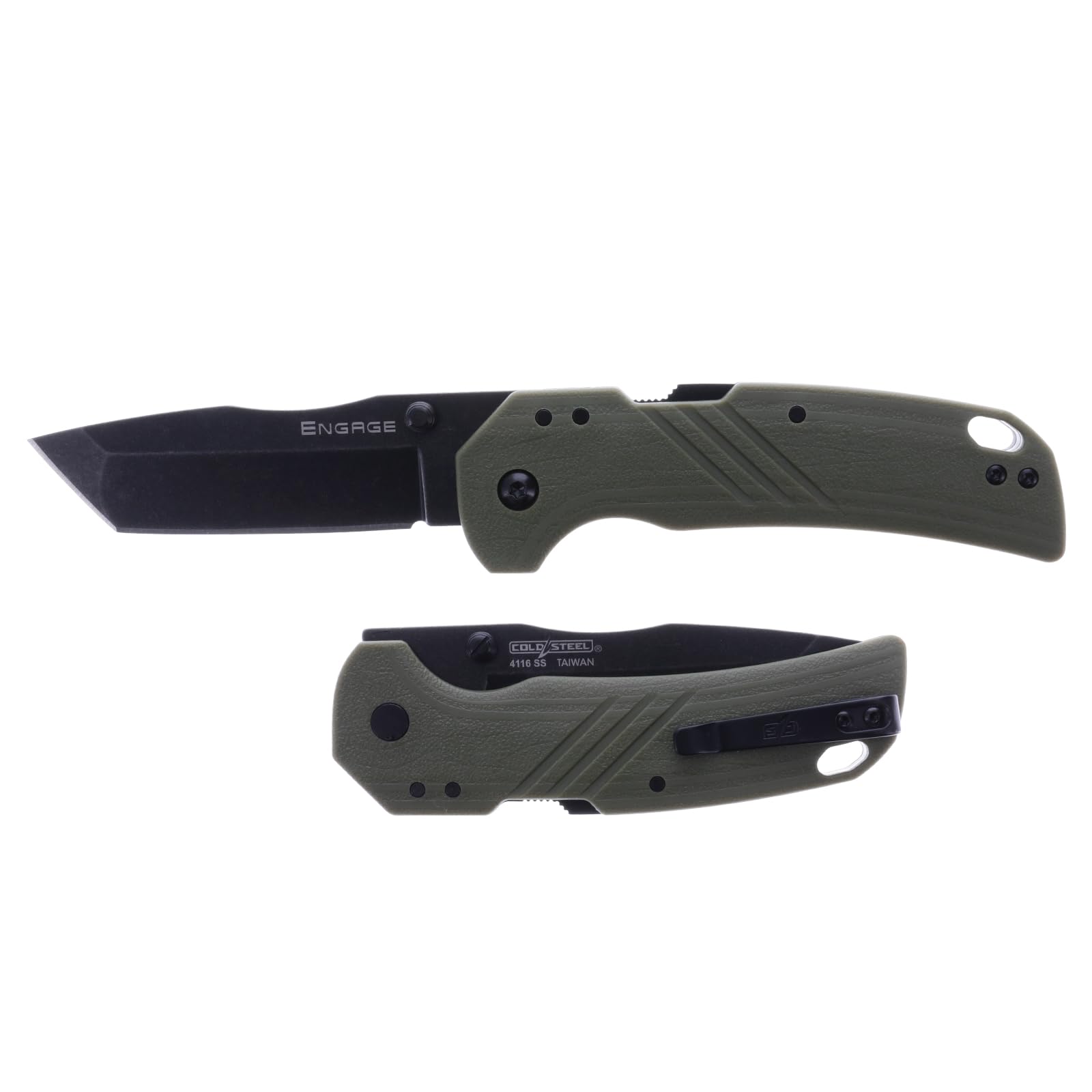 Cold Steel 3" CS-FL-30DPLT-BGZ Engage / 3" Tanto Point Blade / 2.4Mm Thick, OD Green