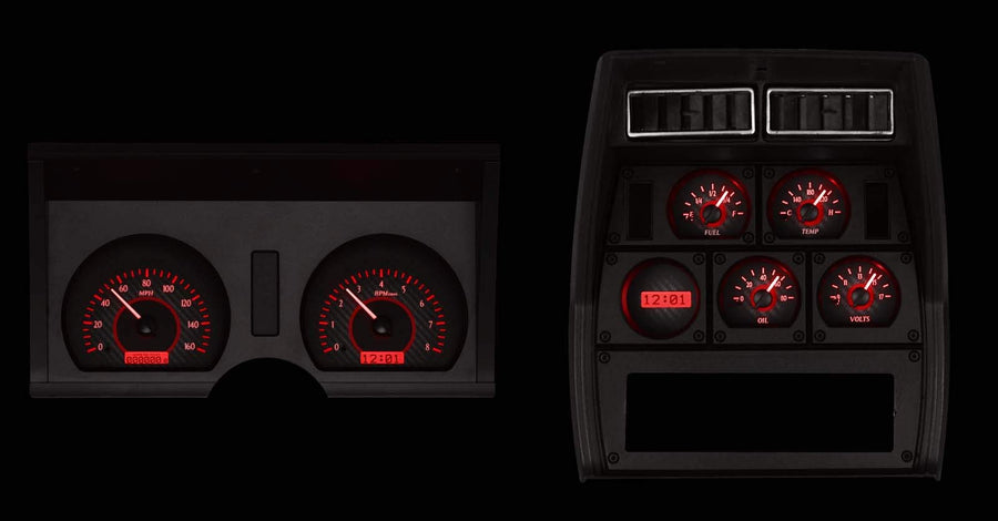 Dakota Digital Compatible VHX-78C-VET-C-R with 1978-82 Chevy Corvette Analog Dash Gauge System Carbon Fiber Style Red Backlighting