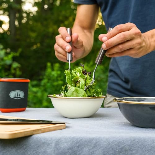 GSI Outdoors Mesa 5.75" Mixing Bowl 8114– Durable Enamel Steel Bowl for Outdoor & Indoor Use, Cream
