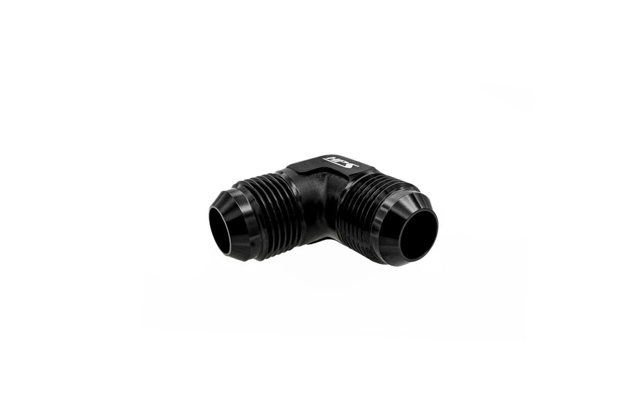 AN821-4 HPS Male to Male Union Adapter Fitting, Aluminum, Size: AN-4, Angle: 90 degree, Black