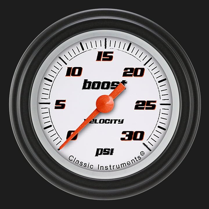 Velocity White Classic Instruments 2-1/8" Boost Gauge 30 PSI Electric