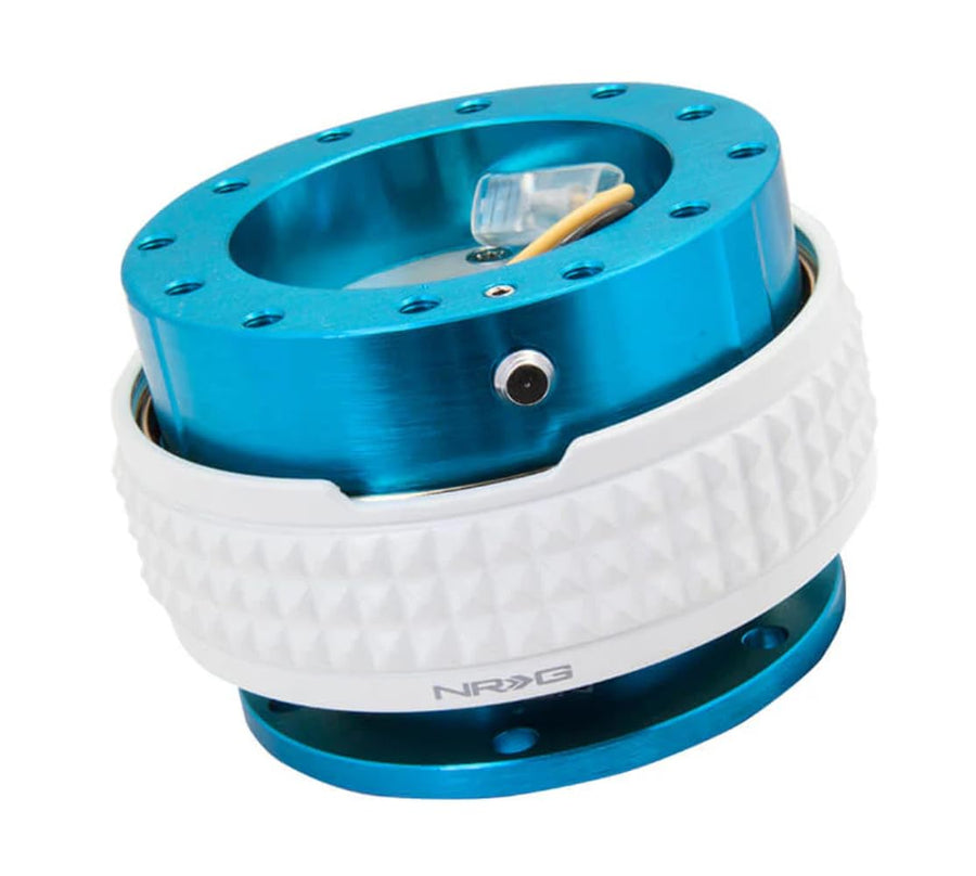 NRG Innovations Gen 2.1 NRG-SRK-210NB-GL Race Steering Wheel Quick Release Kit Adapter New Blue Body/Glow in the Dark Pyramid Ring, 6x70 and 6x74mm Bolt Patterns