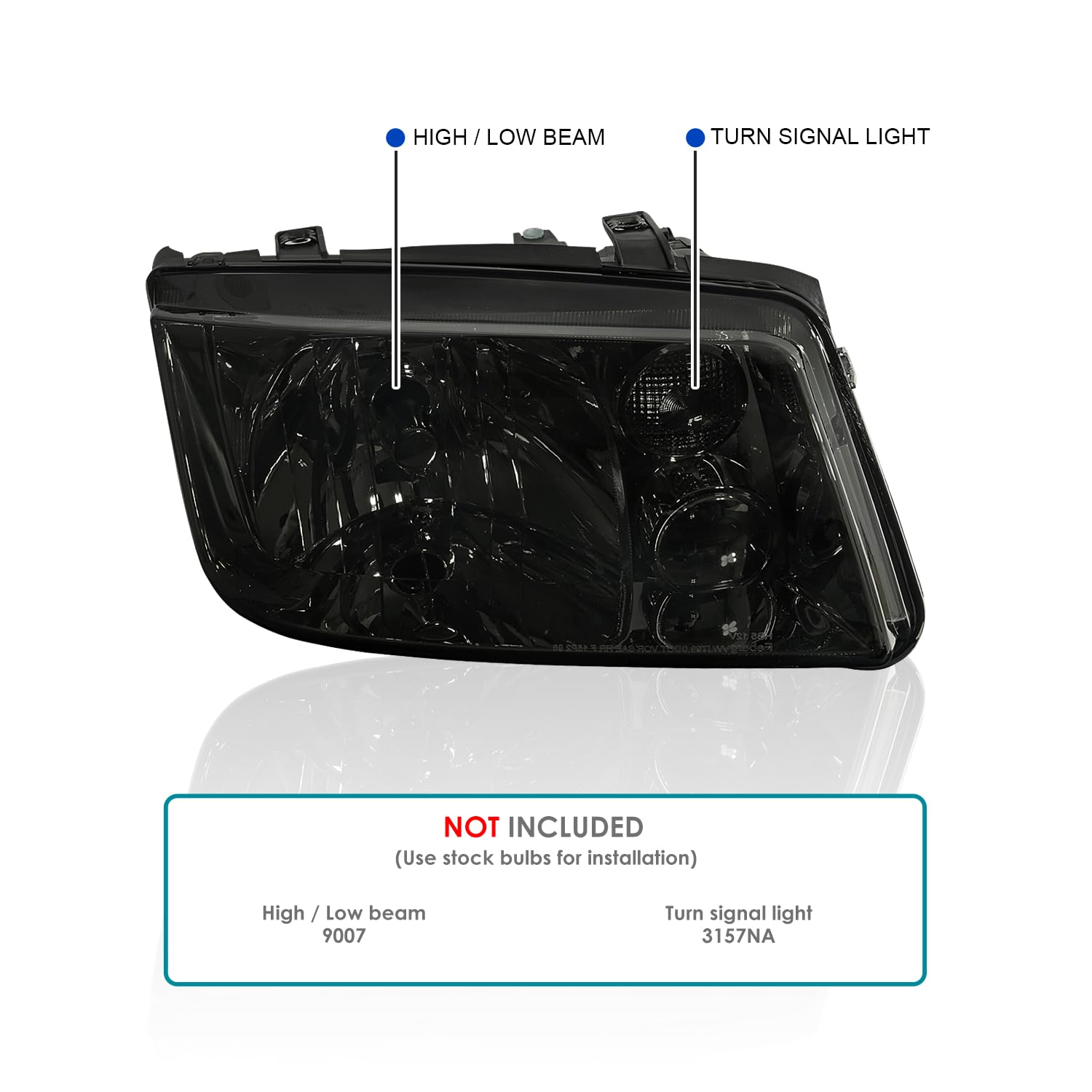 Smoke SPEC-D TUNING Headlights Compatible with 1999-2005 Volkswagen Jetta/Bora MK4