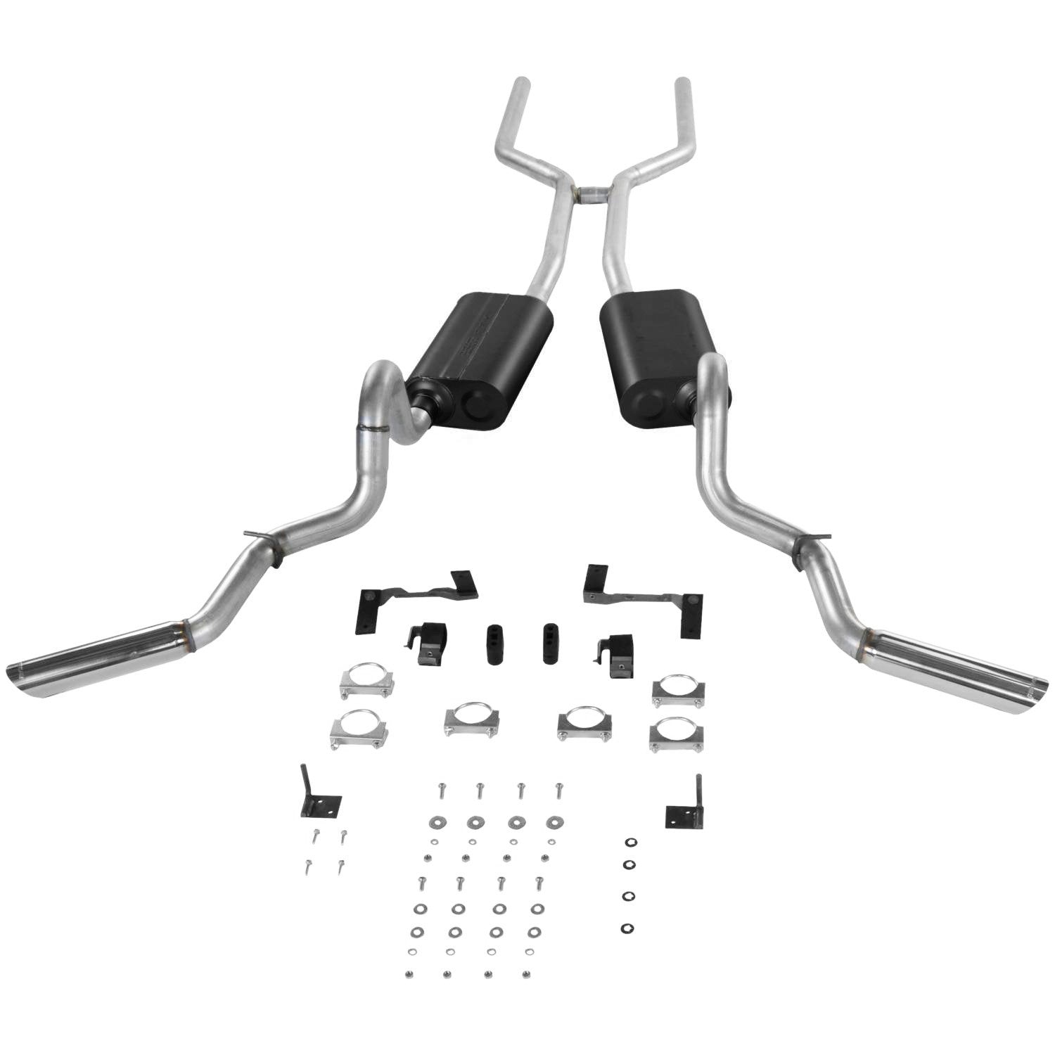 Flowmaster American Thunder 17120 Crossmember-Back Exhaust Kit 2.5 Inch Aluminized Steel Compatible with 1964-1972 Chevy El Camino and GMC Sprint with V8 engine