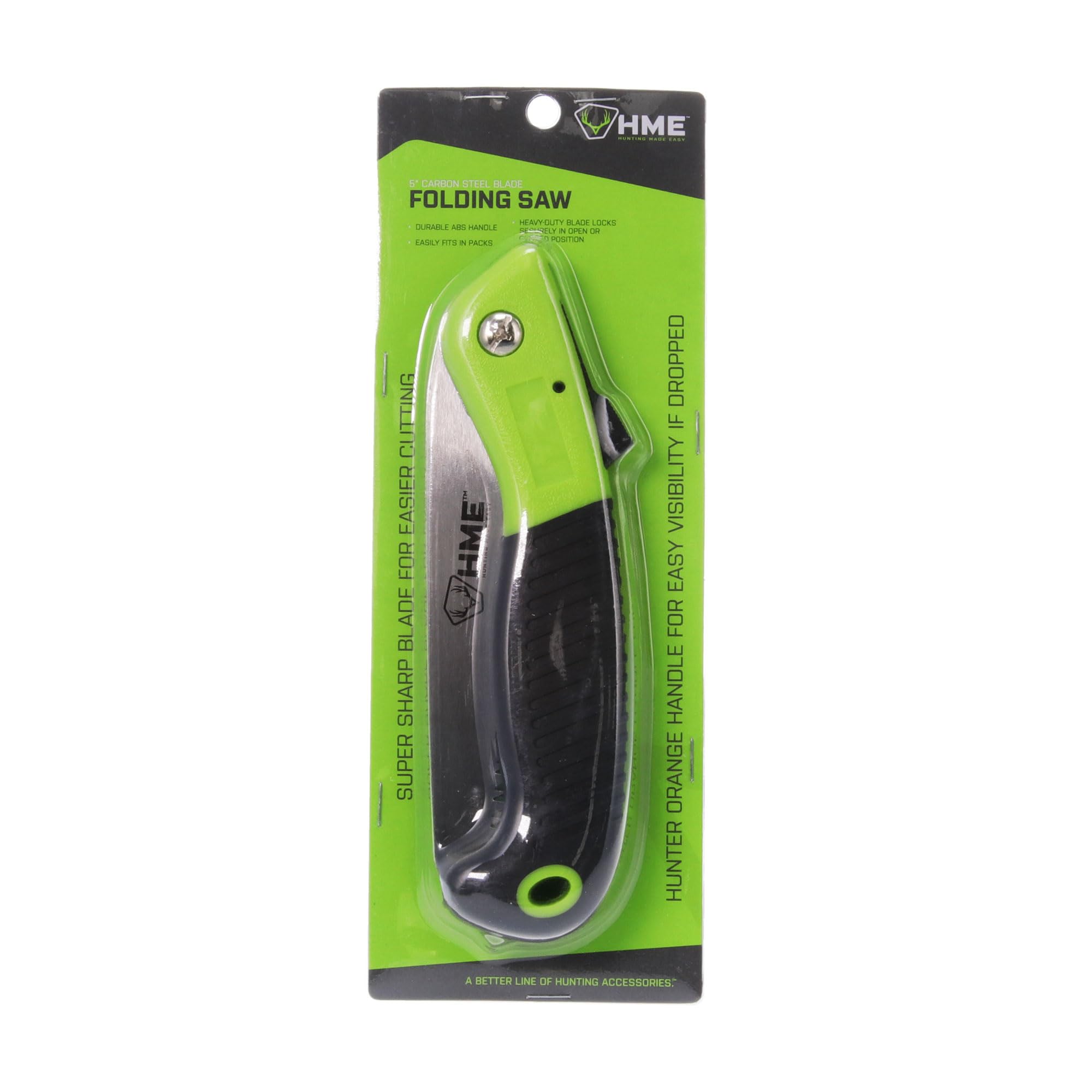 HME Mini Pocket Folding Hand Saw with 5" Carbon Steel Blade for Hunting, Camping, Backpacking, Pruning