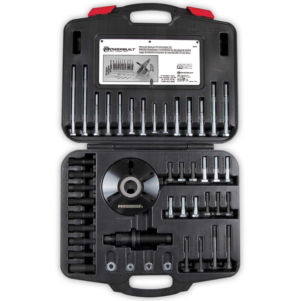 Powerbuilt Puller Set Harmonic Balancer, Remove and Install, Balancers on Car Vehicles and Light Trucks, Thread Adapters - 648994