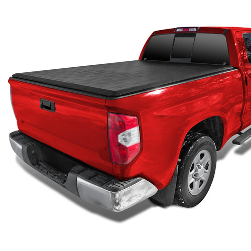 Soft Quad Fold Tonneau Cover Spec-D Tuning Compatible with 2007-2024 Toyota Tundra Double Cab/Crew Max with 78", 6.5FT Standard Bed