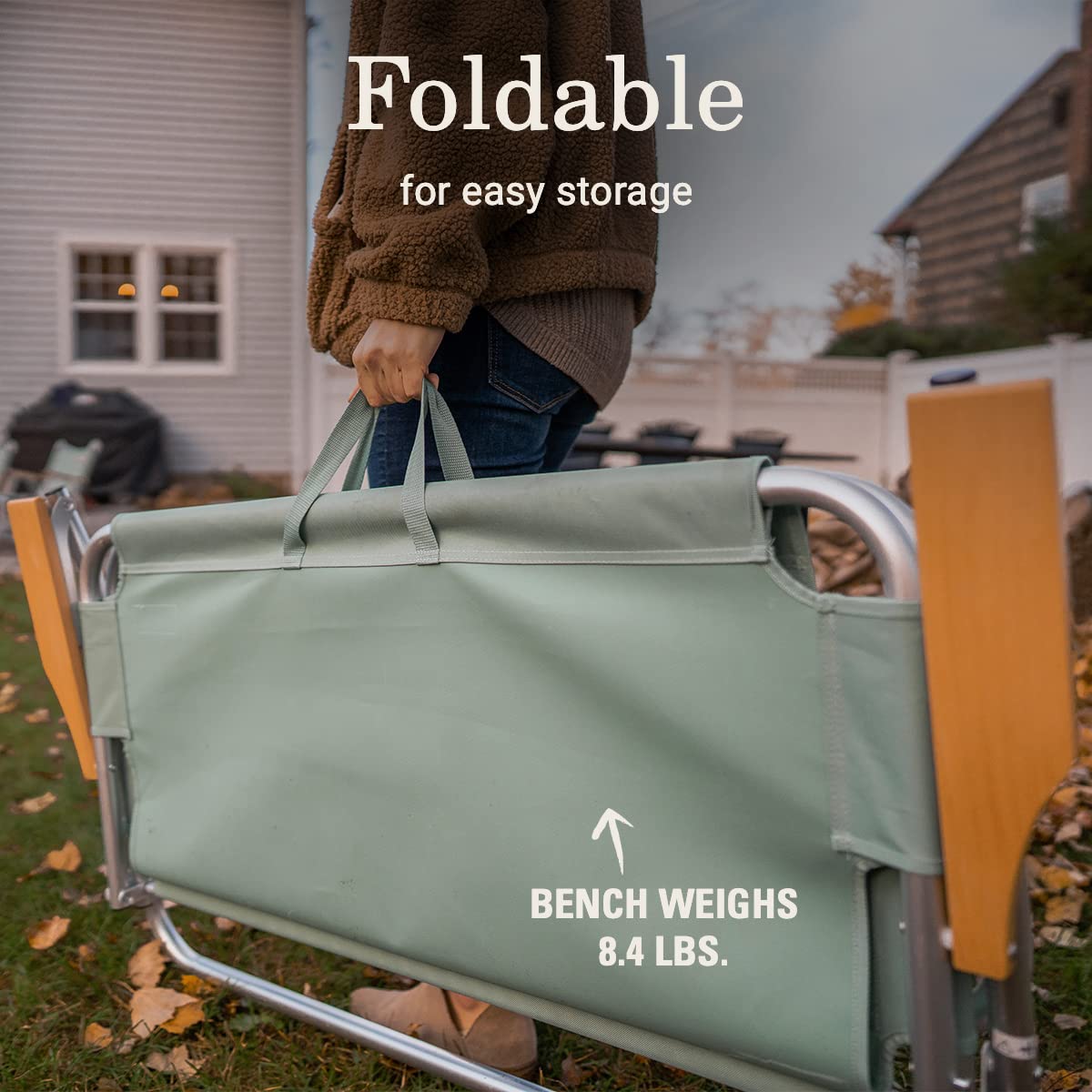 Coleman Premium Living Collection Outdoor Bench, Lightweight Folding Bench Seats 2 People, Supports up to 450lbs, Great for Patio, Yard, Deck, Campsite, Tailgate, & More
