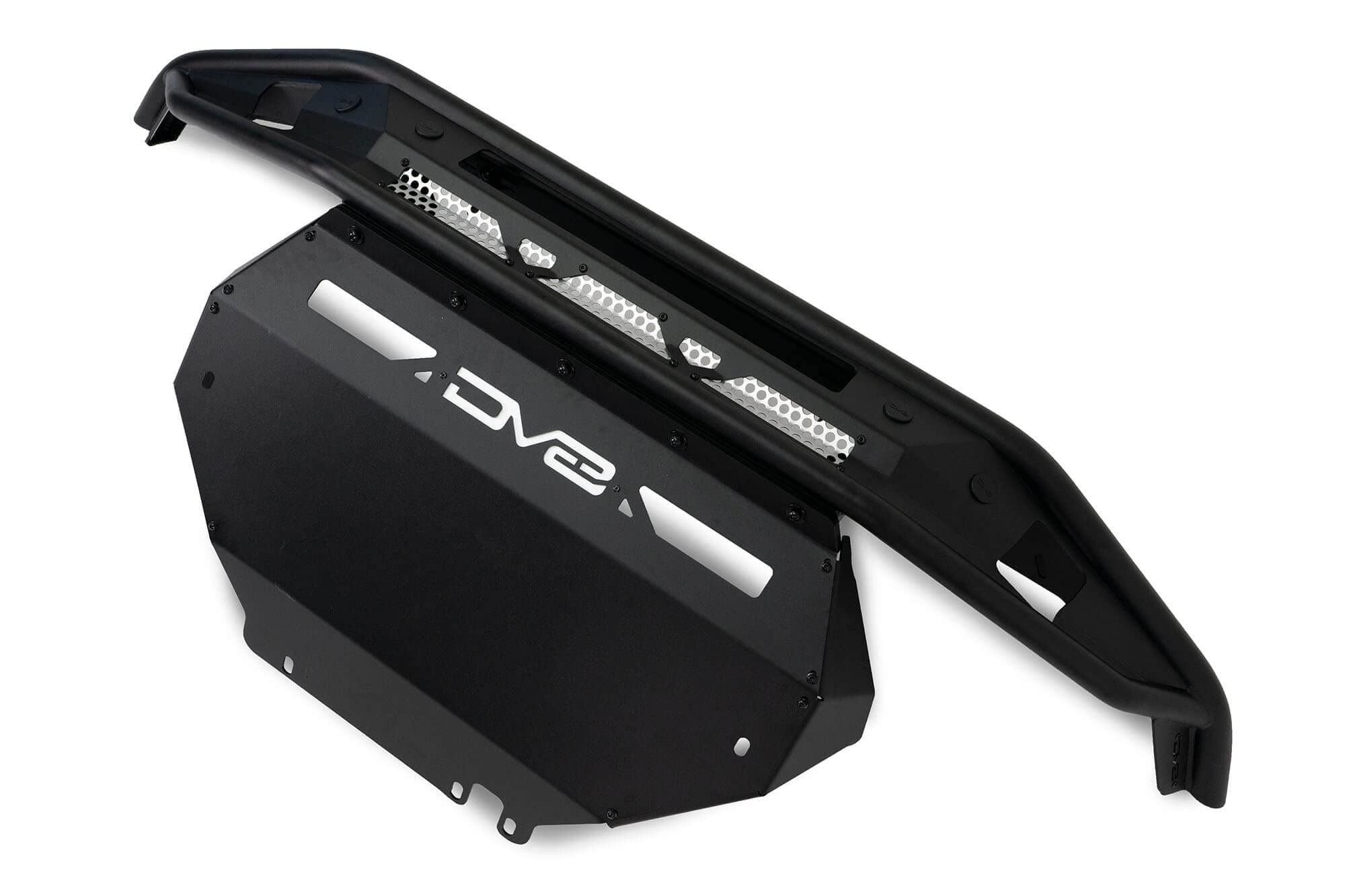 Front Bumper Competition Series for 2021-2025 Ford Bronco | Prerunner-style Design | Includes Steel Skid Plate with Side Gussets | Mounts LED Pod Lights & Dual Row LED Light Bar | DV8 Offroad