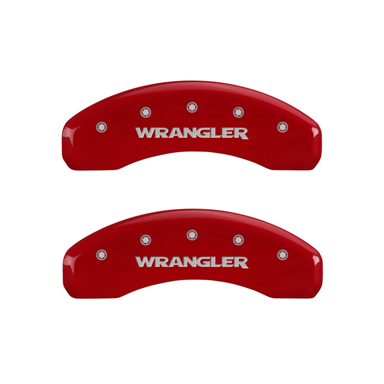 MGP Caliper Covers Red Powder Coat Finish 42014SWRGRD Front and Rear Caliper Cover, Set of 4 (WRANGLER Silver Characters, Engraved)