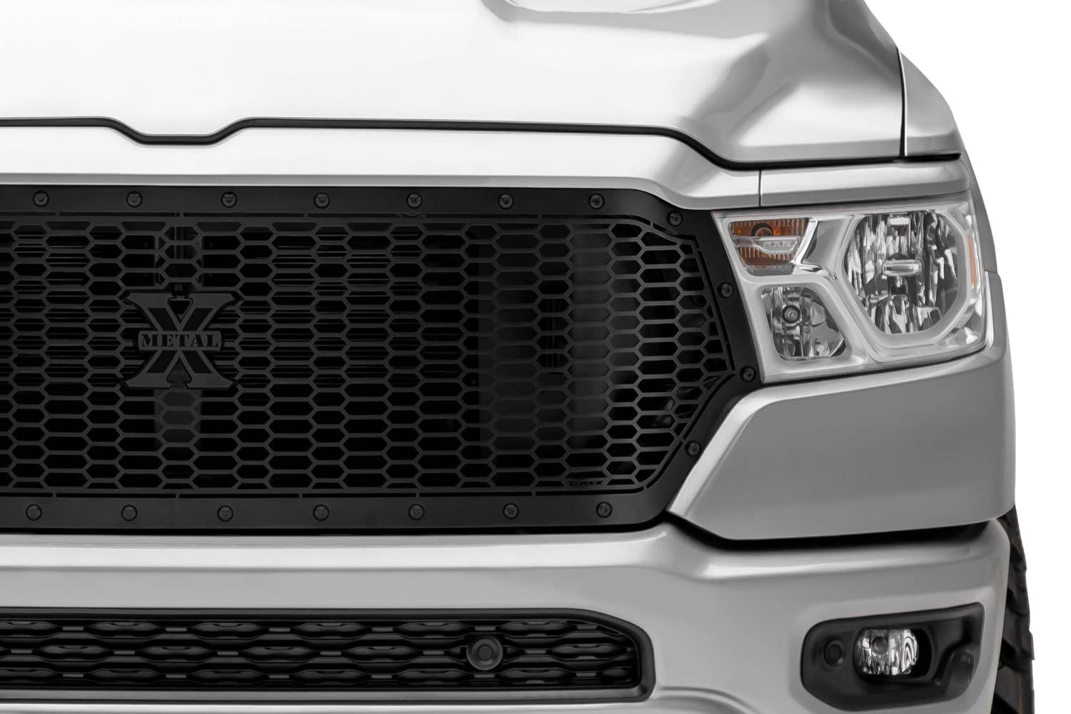 Stealth Laser X Grille, Black, 1 Pc, Replacement, 2019-2022 Ram 1500 Laramie, Lone Star, Big Horn, Tradesman, Black Studs, Does Not Fit Vehicles with Camera - PN #7714651-BR