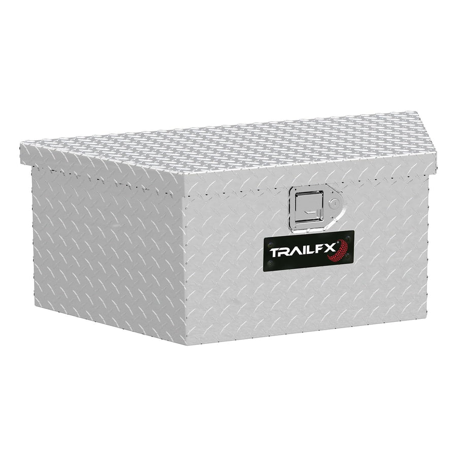 Trailer Tongue Tool Box TrailFX Single Lid with Struts Polished 16-Gauge Diamond Tread Aluminum 2.9 Cubic Feet 34" Length x 16" Width 13" Height Bright Finish 201191